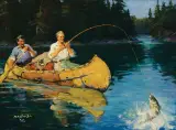 Frank B. Hoffman, Fish Tales, Oil on board