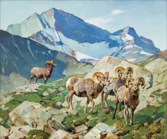 Carl Rungius, Old Men of the Ram River, Oil on canvas
