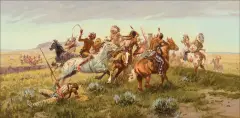 Joe Beeler, Medicine Whip’s Coup, Oil on canvas