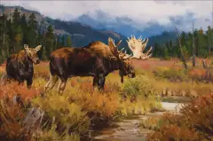 Ray Sexton, Moose at Vermillion Lakes, Oil on canvas