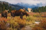 Ray Sexton, Moose at Vermillion Lakes, Oil on canvas