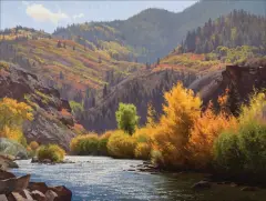 Jay Moore, Indian Summer, Frying Pan River, Oil on canvas