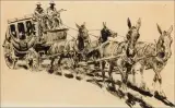 Thrown, Cowboys, Afternoon Stage & Bucking Studies by Edward Borein, Pen & Ink, sold Apr 2021