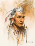 Harley Brown, Cross Mountain Blood Indian, Pastel