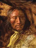 Joe Beeler, Kills Enemy Cool; Brule Sioux, Oil on board