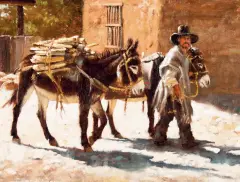 Wood Seller by Dan Bodelson, Oil on board, sold Apr 2022