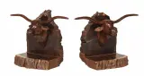 Jose Guadalupe "Lupe" Figueroa, Carved Steer Head Bookends, Wood