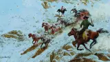 Stage Holdup by Frank McCarthy, Oil on board, sold Apr 2022