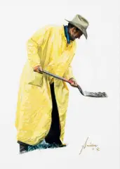 Gordon Snidow, No Job for a Cowboy, Watercolor