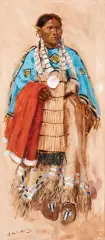 Ned Jacob, Standing Indian Woman, Oil on board