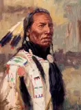 John Demott, Portrait of a Sioux, Oil on board