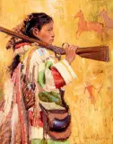John Demott, A Young Blackfoot, Oil on canvas mounted on board