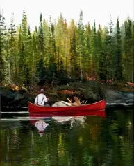 Nicholas Coleman, The Red Canoe, Oil on board