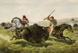 Currier & Ives, Collection of 3 lithographs: The Last Shot; Life on the Prairie; The Surprise