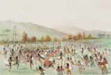 George Catlin, Collection of 3 lithographs: Ball Play; Buffalo Hunt Chase; Ball Play Dance, Lithograph