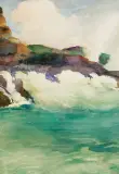 Joseph Henry Sharp, Hawaiian Coastline, Watercolor