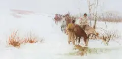 Tom Lovell, Study for Watering Horses (Study), Pastel