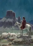 Navajo Shepherd by Olaf Wieghorst, Oil on board, sold Apr 2022