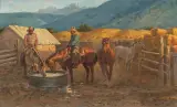 Joe Beeler, Starting the Day, Oil on board