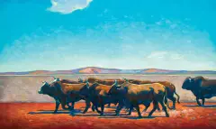 On the Move by Howard Post, Oil on canvas, sold Apr 2022