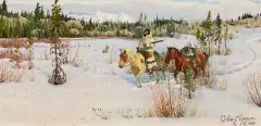 Northern Winter by John Clymer, Oil on canvas, sold Apr 2022