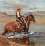 Frank Tenney Johnson, Cruising for Cattle, Oil on canvas