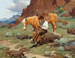 Frank Tenney Johnson, The Rimrock Wrangler, Oil on canvas