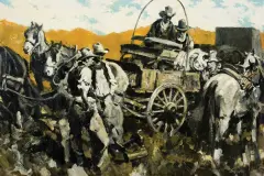 Frank B. Hoffman, Cowboys and Chuckwagon, Oil on board
