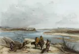 Karl Bodmer, Fort Clark on the Missouri (February 1834), Colored Lithograph