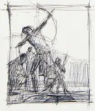 Kenneth Riley, The Competition (Study) 1990, Acrylic and ink