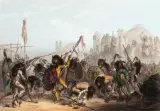 Karl Bodmer, Bison-Dance of the Mandan Indians, Colored Lithograph