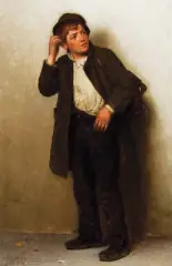 John G. Brown, Shoe Shine Boy, Oil on canvas