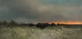 Frederick Schafer, Buffalo Stampede-Prarie Fire, Oil on canvas
