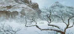 Set of three: Winter Trail, Lovers and Untitled by Frank Magsino, Tempera, sold Apr 2023