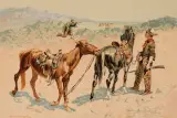 Frederic Remington, Antelope Hunting and Goose Shooting, a.k.a. Canada Goose Shooting, a.k.a. Pheasant Shooting, Chromolithograph