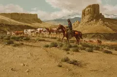 Karin Hollebeke, High Mesa Cattle Drive, Oil on canvas