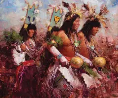 Buck McCain, Dance Procession, Oil on board