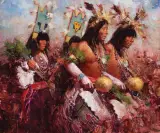 Buck McCain, Dance Procession, Oil on board