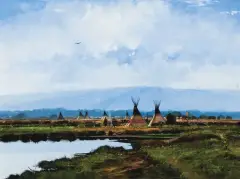 Nicholas Coleman, Prairie Camp, Oil on board
