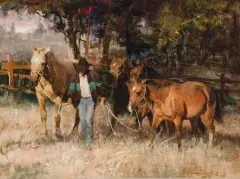 Just Getting Started by Howard Rogers, Oil on linen, sold Apr 2023