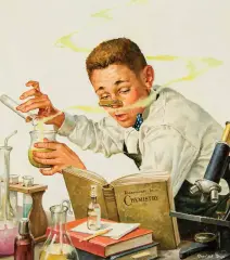 The Experiment by Charlie Dye, Oil on board, sold Apr 2023