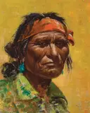 Olaf Wieghorst, Navajo Portrait, Oil on board