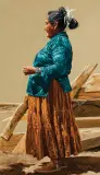 Ray Swanson, Navajo Sheeplady, Oil on board