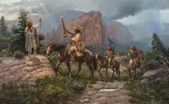 Joe Beeler, Entering the Stronghold, Oil on board