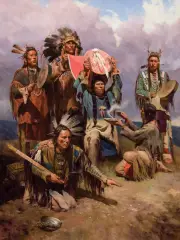 Z. S. Liang, The White Buffalo War Shield (and study), Oil on linen