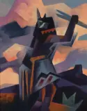 Ed Mell, Two Horned Dancer, Oil on board