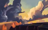 Ed Mell, Storm Beyond the Rim, Oil on linen
