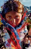 Jeremy Winborg, Indigo and Crimson, Oil on board