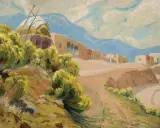 Sheldon Parsons, Taos Pueblo, Oil on board