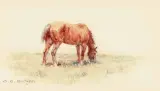 Olaf Carl Seltzer, Grazing Horse, Watercolor